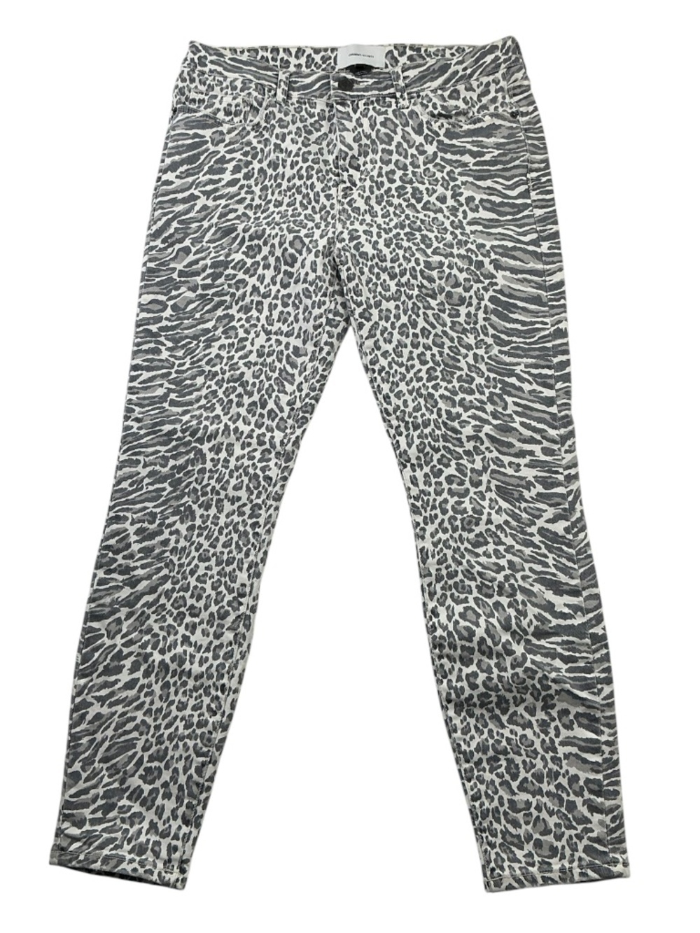 Current/Elliott The Stiletto Animal Print Skinny Jeans Gray White 30